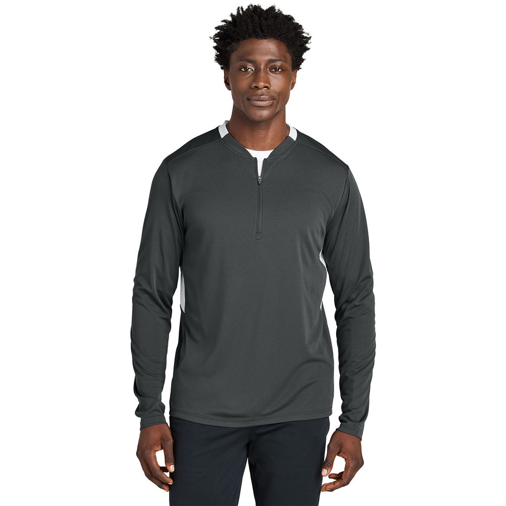 Sport-Tek Men's Iron Grey/White Club 1/4-Zip Pullover