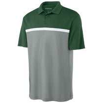 Sport-Tek Men's Forest Green/Grey Concrete Heather/White UV Micropique Colorblock Polo