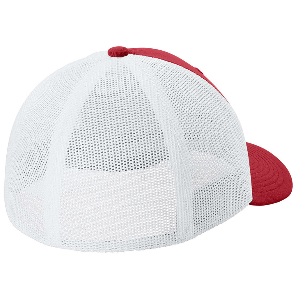 Sport-Tek Deep Red/White Stretch-Tek Mesh Back Cap