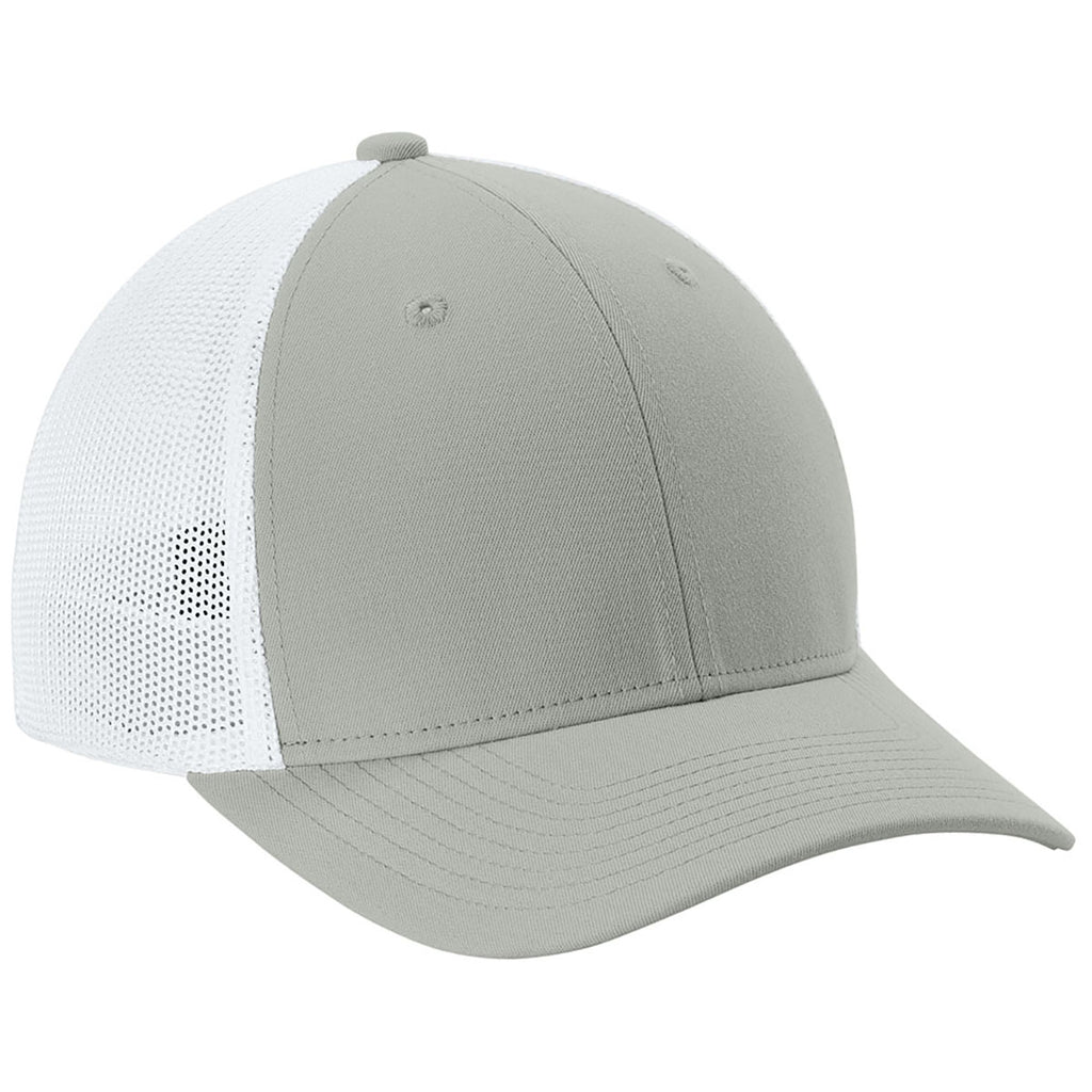 Sport-Tek Silver/White Stretch-Tek Mesh Back Cap