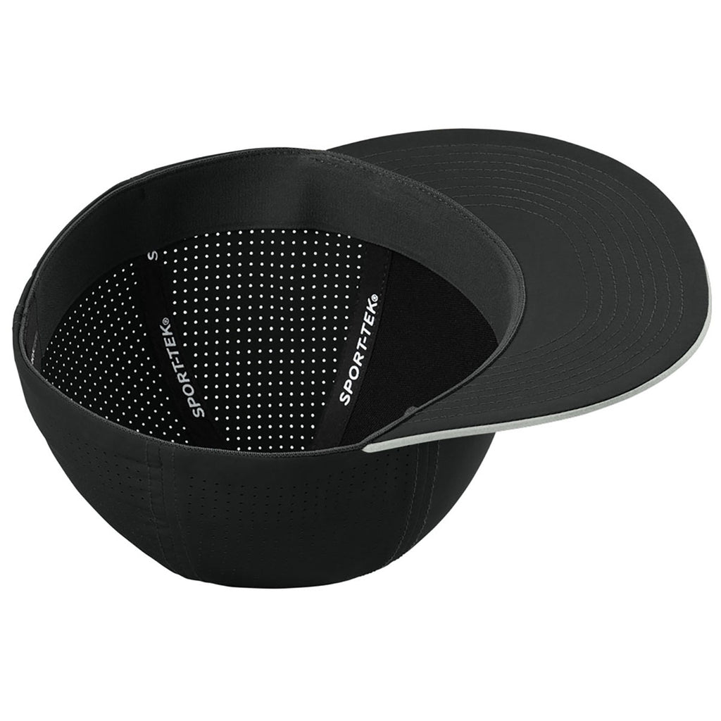 Sport-Tek Black/Silver/Black Pro-Cut Stretch-Tek Cap