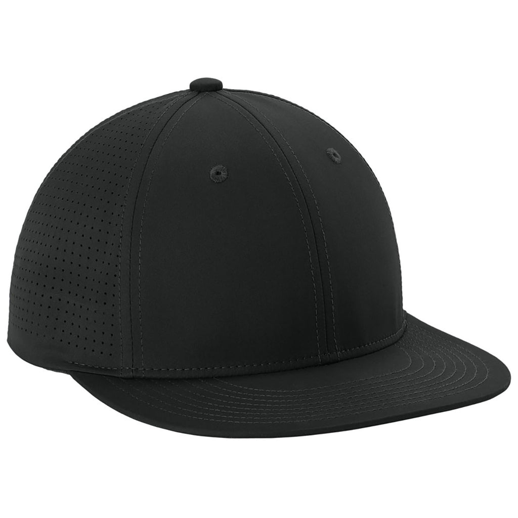 Sport-Tek Black Pro-Cut Stretch-Tek Cap