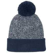 Sport-Tek True Navy/Silver Halftime Heather Pom Beanie
