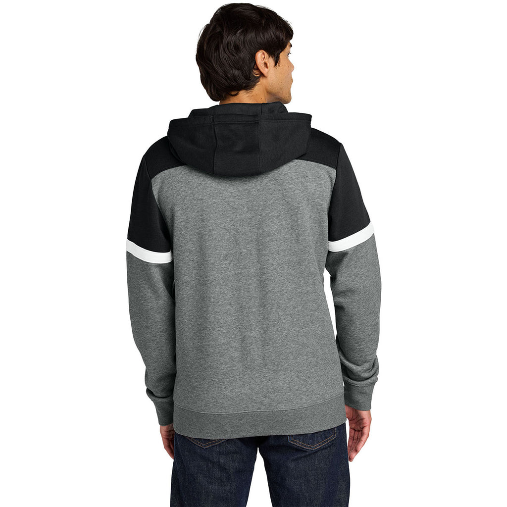 Sport-Tek Men's Black/Vintage Heather Drive Fleece Colorblock Hoodie