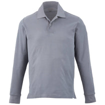 Elevate Men's Steel Grey Palo Long Sleeve 100% Cotton Pique Polo