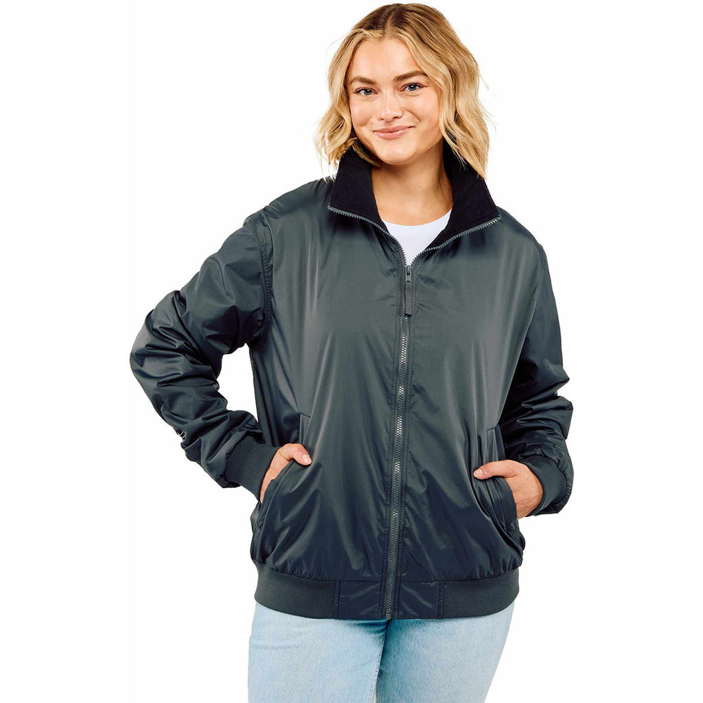 Elevate Unisex Black Belford Eco Fleece Lined Full Zip Bomber Jacket