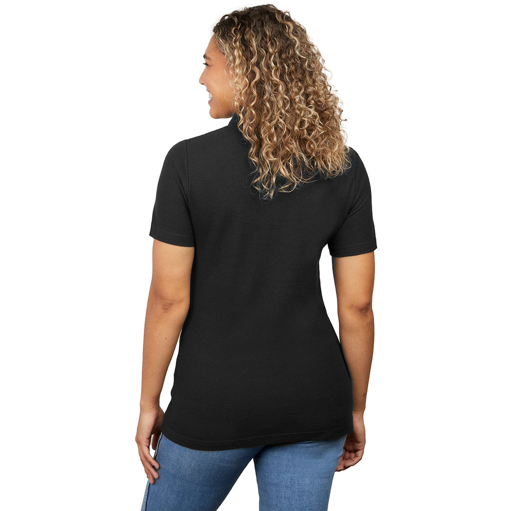 Elevate Women's Black Palo Short Sleeve 100% Cotton Pique Polo