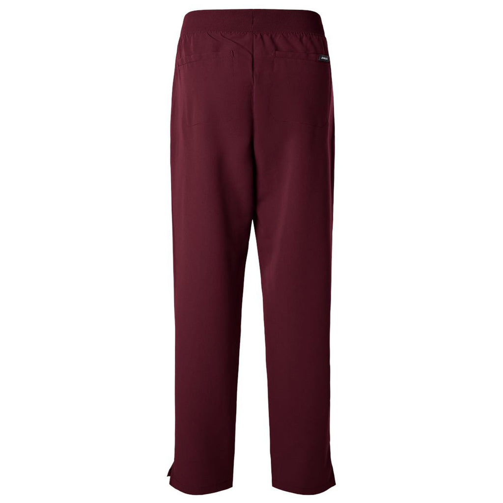 Jaanuu Women's Burgundy Xenos Essential Knit-Waist Scrub Pants