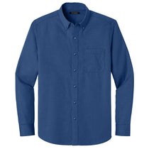 Port Authority Men's Mediterranean Blue Long Sleeve Nailhead Easy Care Shirt