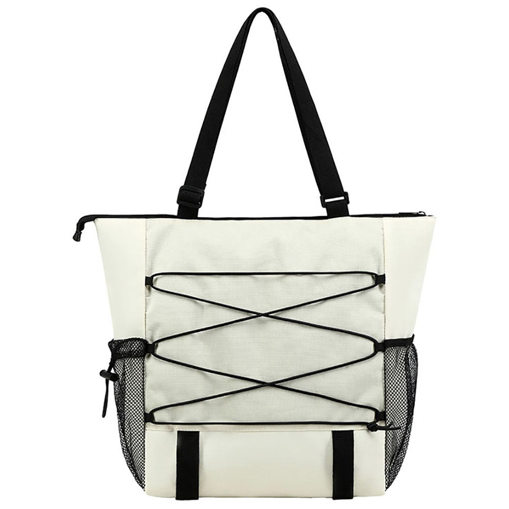 Ariel Premium Beige Halsted 600D Ripstop and Washed Nylon Zippered Tote Bag