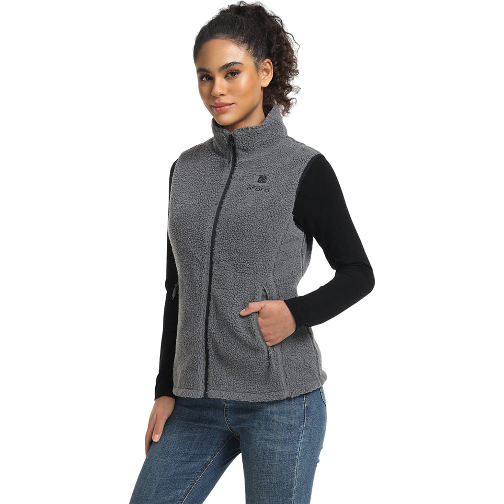 Ororo Women's Grey Heated Recycled Fleece Vest