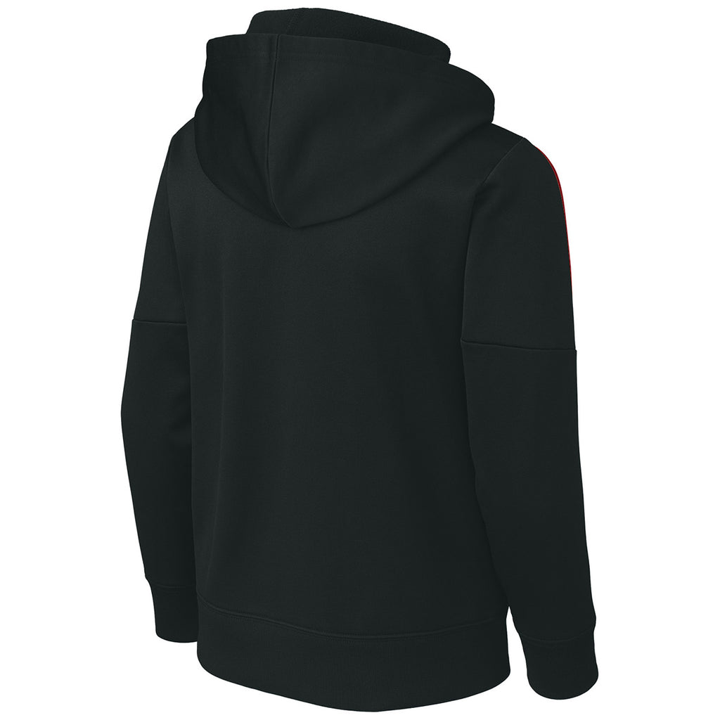 Sport-Tek Youth Black/ Deep Red Sport-Wick Fleece United Pullover Hoodie