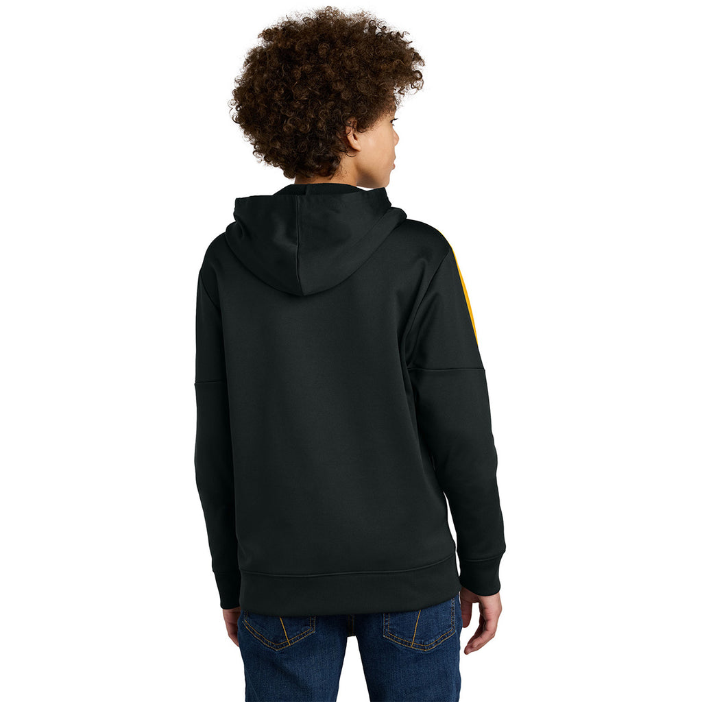 Sport-Tek Youth Black/ Gold Sport-Wick Fleece United Pullover Hoodie