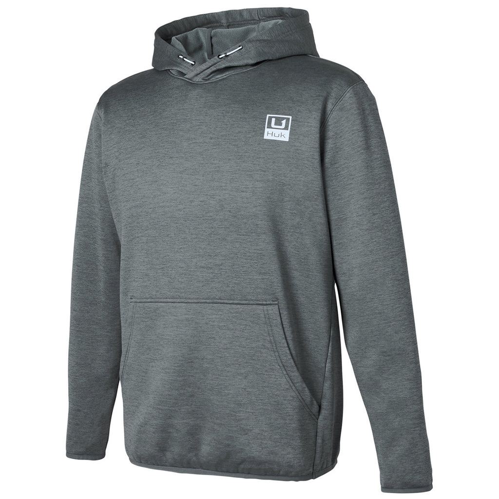 HUK Men's Volcanic Ash Heather Performance Hooded Fleece Pullover