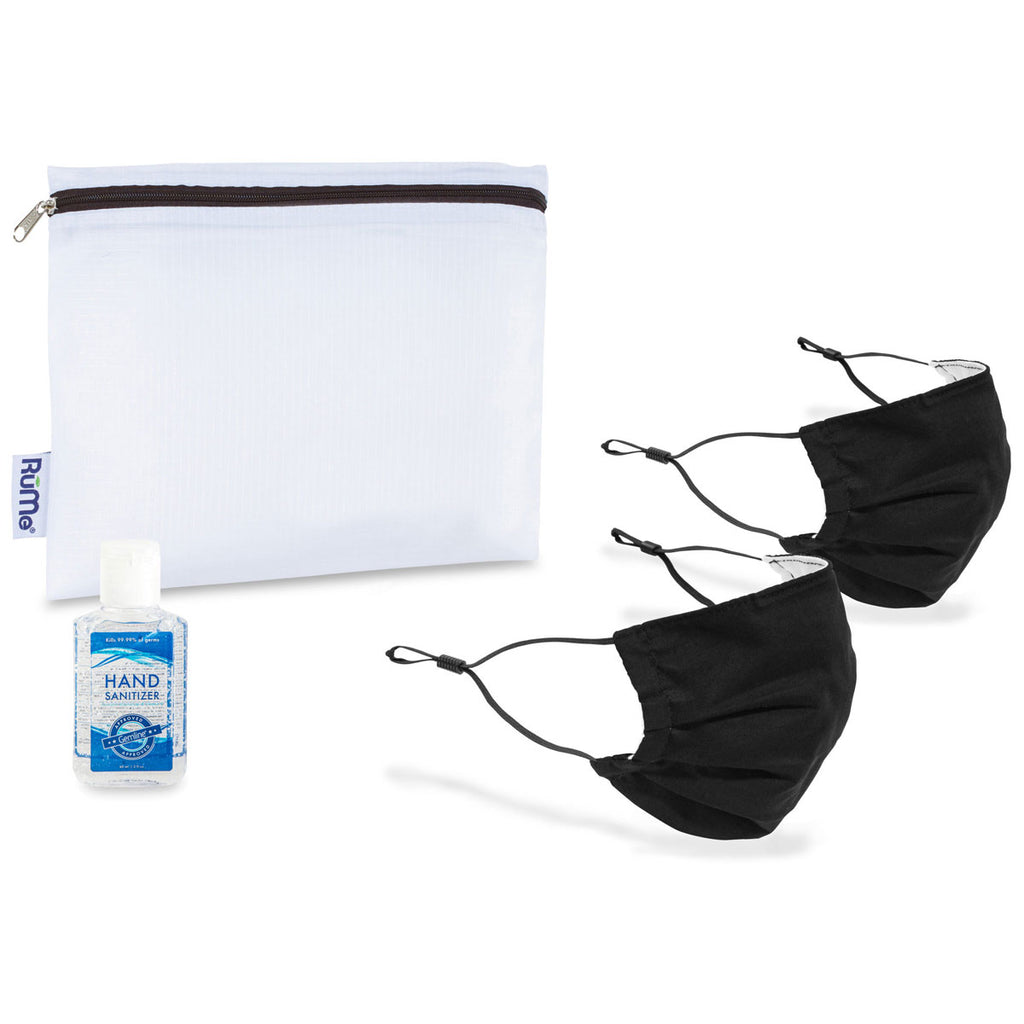 Gemline Black Reusable Pleated Face Masks (2 pack) and Hand Sanitizer PPE Kit