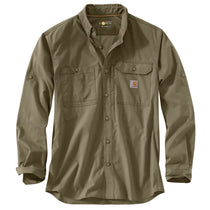 Carhartt Men's Burnt Olive Force Ridgefield Solid LS Shirt