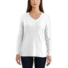 Carhartt Women's White Lockhart Long Sleeve V-Neck T-Shirt