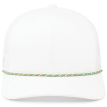 Pacific Headwear White/Moss Green Trucker Snapback Braid Cap