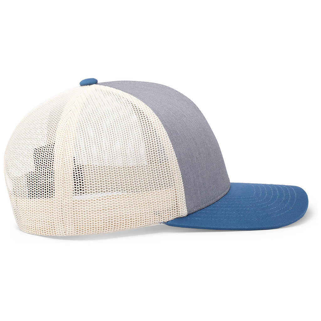 Pacific Headwear Heather Grey/Beige/Ocean Blue Snapback Trucker Mesh Cap