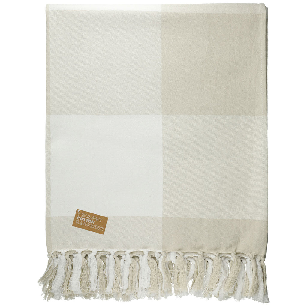 Field & Co. Tan 100% Organic Cotton Check Throw Blanket