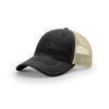 Richardson Black/Khaki Mesh Back Split Garment Washed Trucker Hat