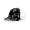 Richardson Black/Charcoal/White Mesh Back Plaid Printed Trucker Hat