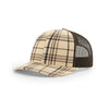 Richardson Khaki/Black/Brown Mesh Back Plaid Printed Trucker Hat