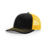 Richardson Black/Gold Mesh Back Split Trucker Hat