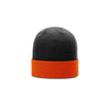 Richardson Black/Orange Rib Knit Beanie with Cuff