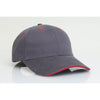 Pacific Headwear Graphite/Red Velcro Adjustable Brushed Twill Cap With Sandwich Visor