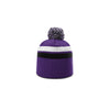 Richardson Purple/White/Black 2 Stripe Pom Beanie