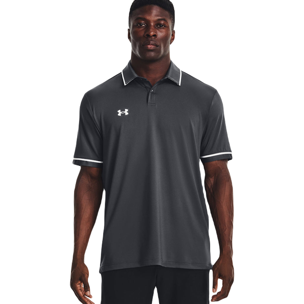 Under Armour Men's Stealth Grey/White Team Tipped Polo