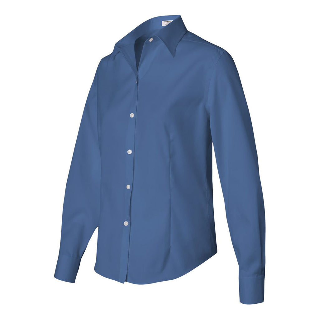 Van Heusen Women's Danish Blue Non-Iron Pinpoint Dress Shirt