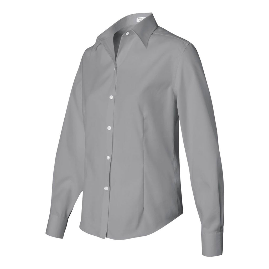 Van Heusen Women's French Grey Non-Iron Pinpoint Dress Shirt