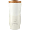 Leed's White Reno Double Wall Ceramic Tumbler with Wood Lid 10oz
