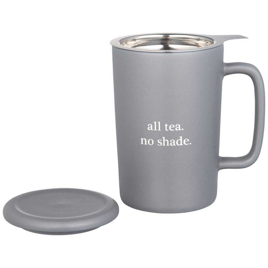 Leed's Grey Tulsa Tea & Coffee Ceramic Mug with Lid 14oz