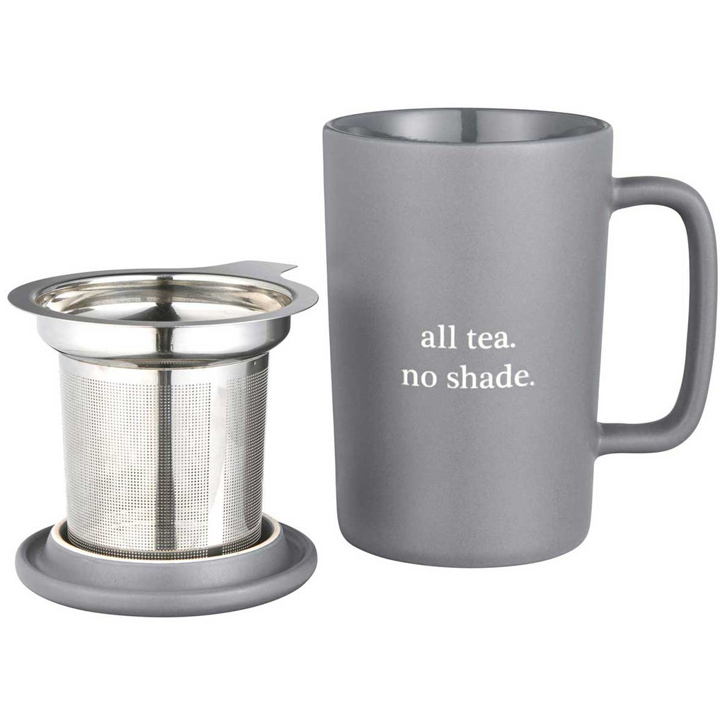 Leed's Grey Tulsa Tea & Coffee Ceramic Mug with Lid 14oz