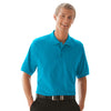 Vantage Men's Island Blue Soft-Blend Double-Tuck Pique Polo