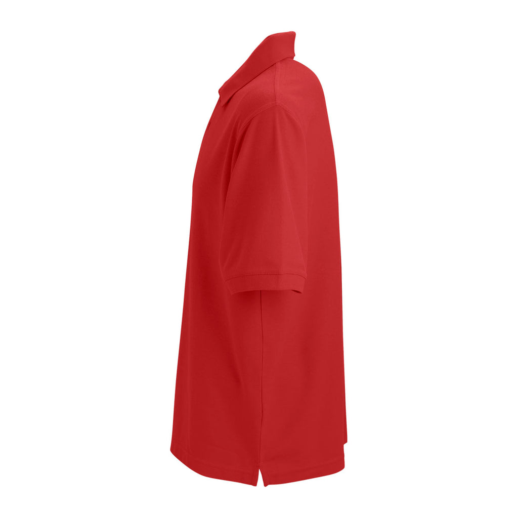 Vantage Men's Red Soft-Blend Double-Tuck Pique Polo