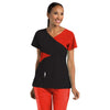 Barco Grey's Anatomy Women's Black/Red Orchid Signature Color Block Top