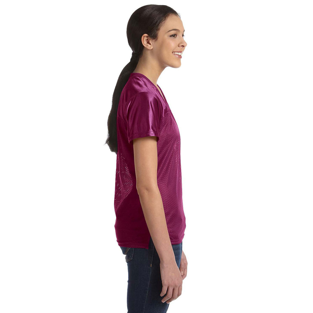 Augusta Sportswear Women's Maroon Junior Fit Replica Football T-Shirt