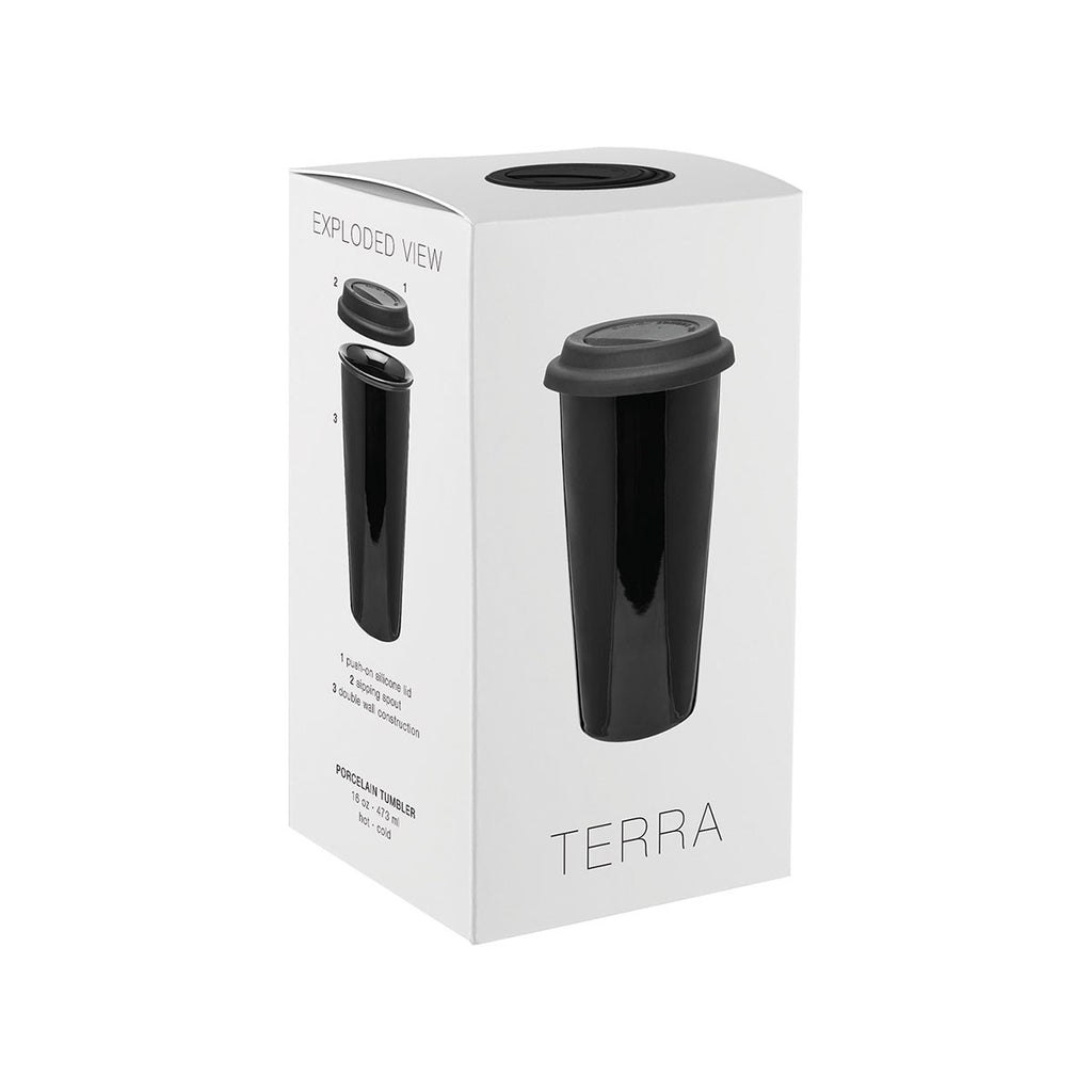 ETS Black Terra Tumbler with Storm Grey Lid -16 oz