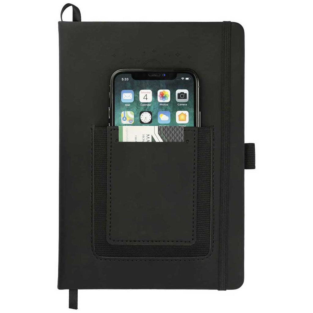 JournalBooks Black 5.5" x 8.5" Vienna Phone Pocket Bound Notebook