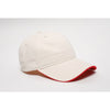 Pacific Headwear Stone/Red Buckle Strap Adjustable Binded Sandwich Cap