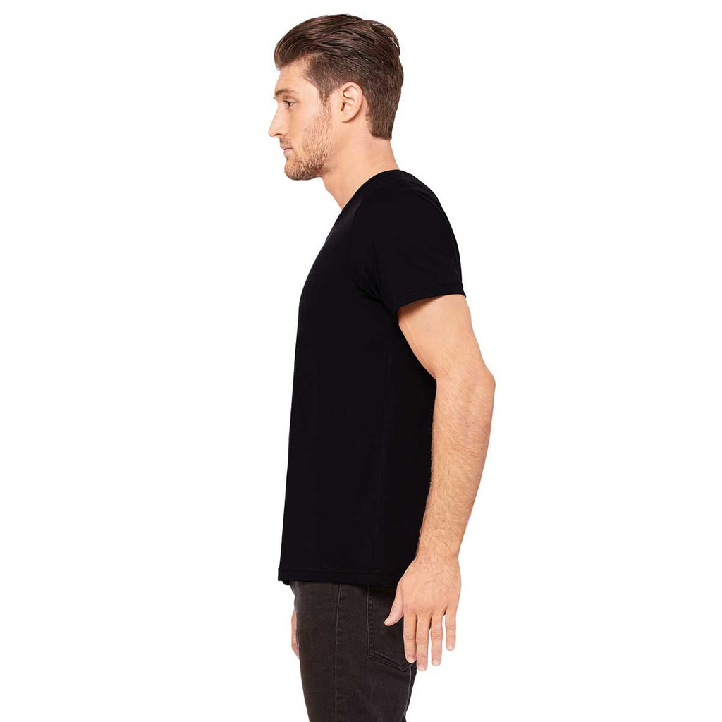 Bella + Canvas Unisex Black Jersey Short-Sleeve V-Neck T-Shirt