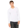 Bella + Canvas Unisex White Fleck Triblend Jersey Long-Sleeve V-Neck T-Shirt