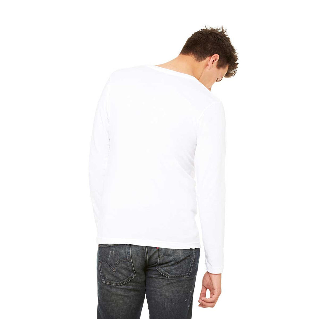 Bella + Canvas Unisex White Jersey Long-Sleeve V-Neck T-Shirt