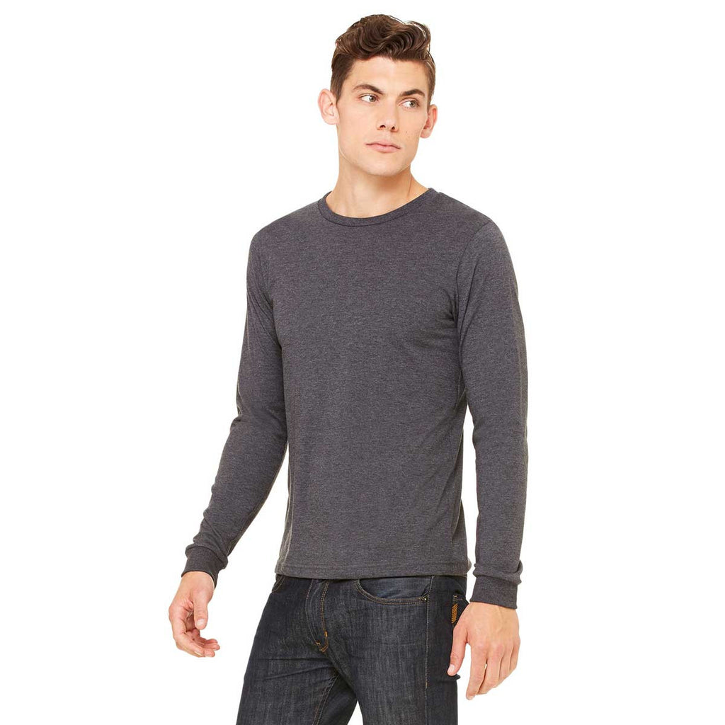 Bella + Canvas Men's Dark Grey Heather Jersey Long-Sleeve T-Shirt