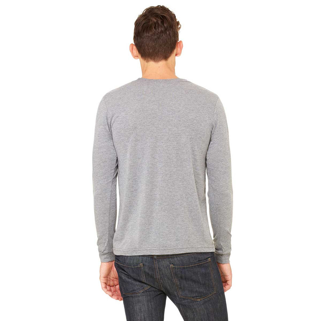 Bella + Canvas Men's Grey Triblend Jersey Long-Sleeve T-Shirt