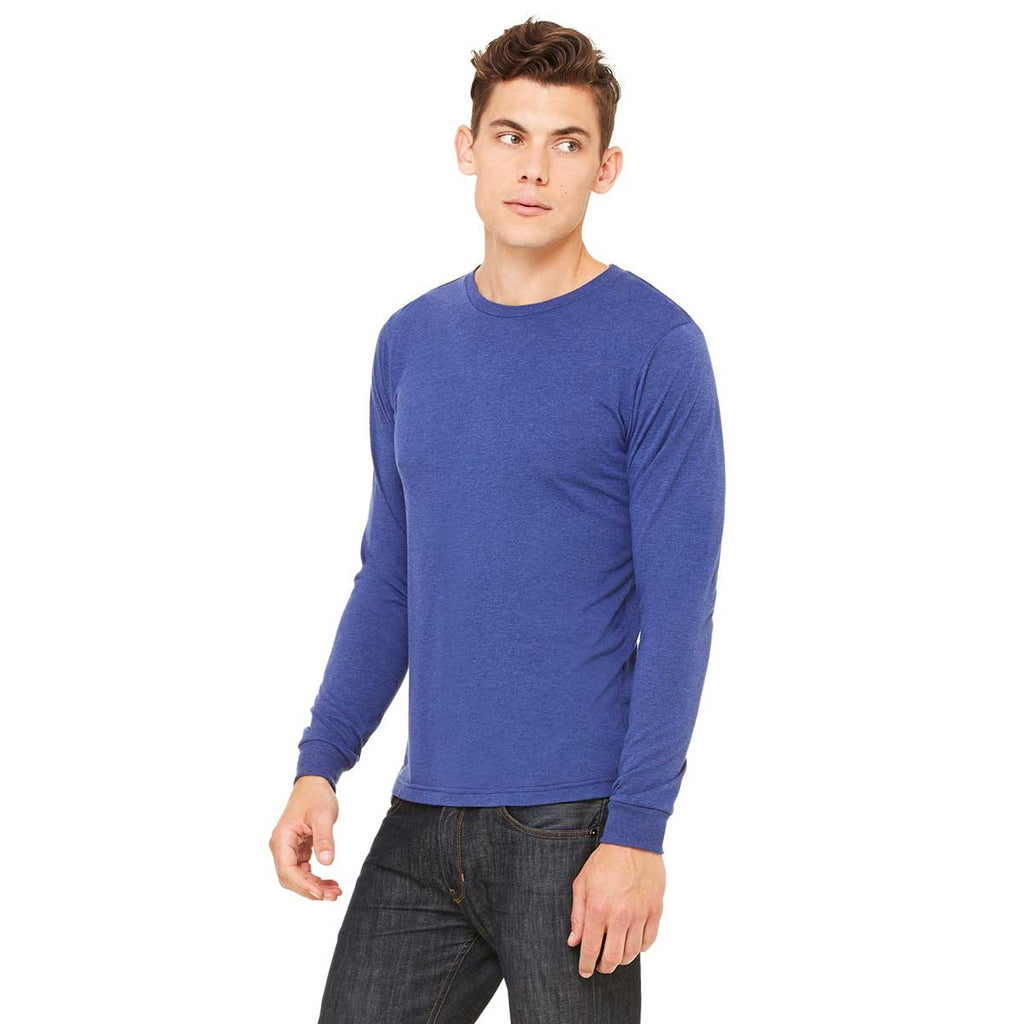 Bella + Canvas Men's Heather Navy Jersey Long-Sleeve T-Shirt